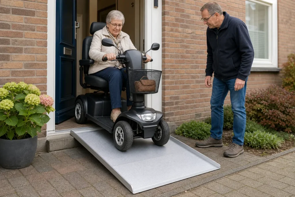 scootmobiel drempel oprijden