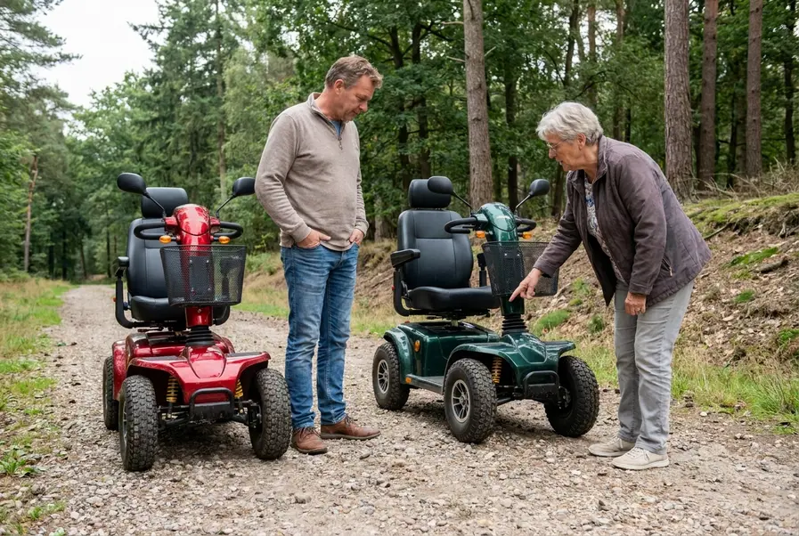 scootmobiel op onverharde weg
