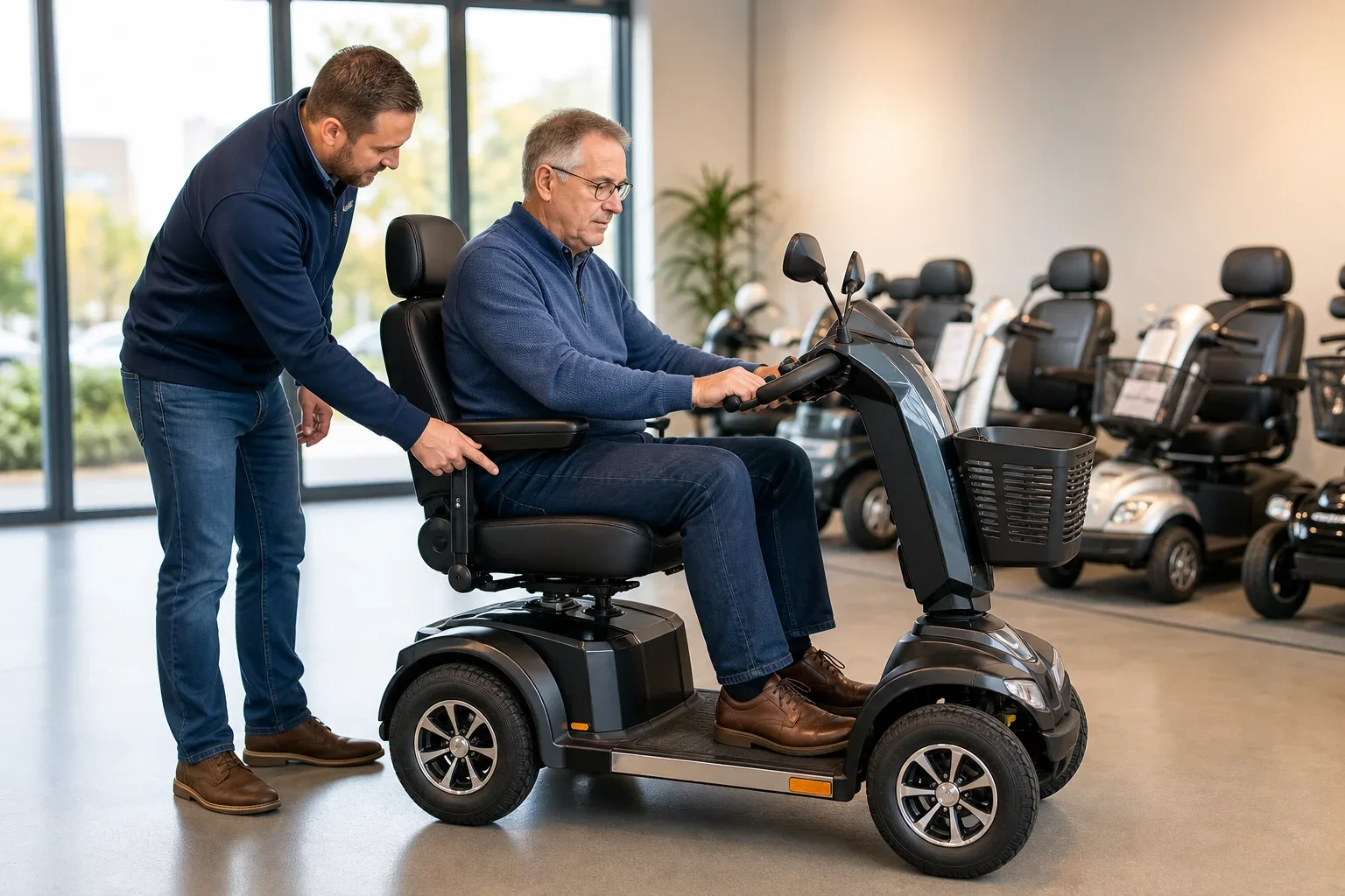 scootmobiel stoel afstellen