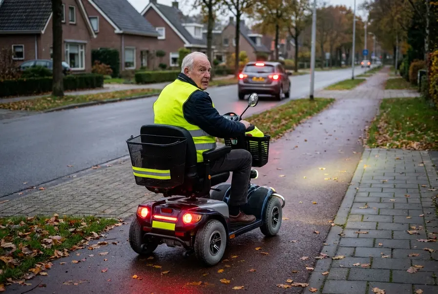 scootmobiel zichtbaar in het verkeer